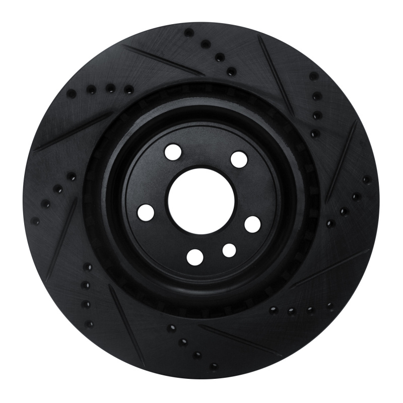 Jaguar I-Pace Brake Rotor (1) - Rear Left - R1 Concepts - Drilled & Slotted - Black - `17-`20